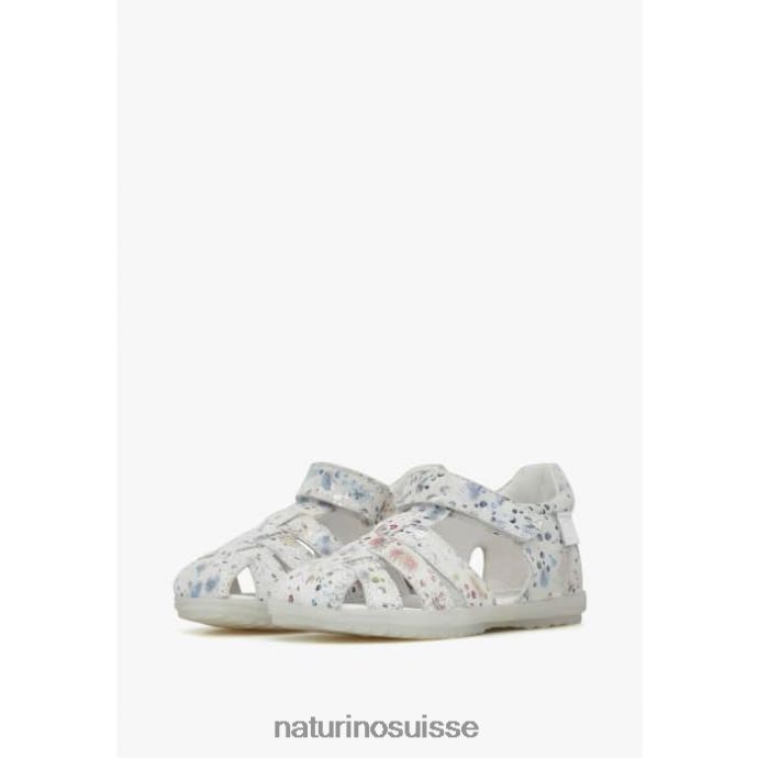 enfants voir T88FLL328 Naturino sandales semi-fermées en daim blanc