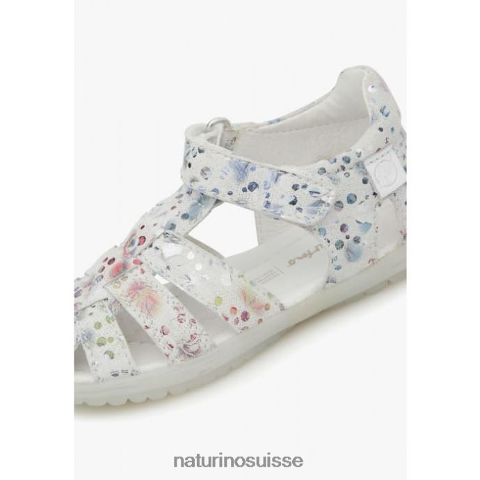 enfants voir T88FLL328 Naturino sandales semi-fermées en daim blanc