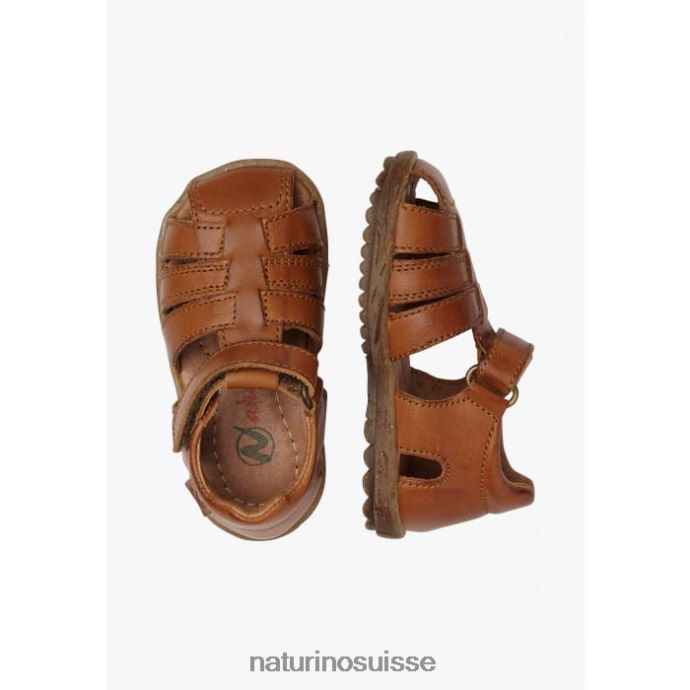 enfants voir T88FLL338 Naturino sandales semi-fermées en cuir Cognac