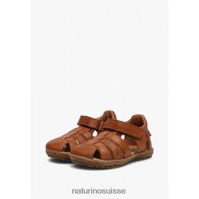 enfants voir T88FLL338 Naturino sandales semi-fermées en cuir Cognac