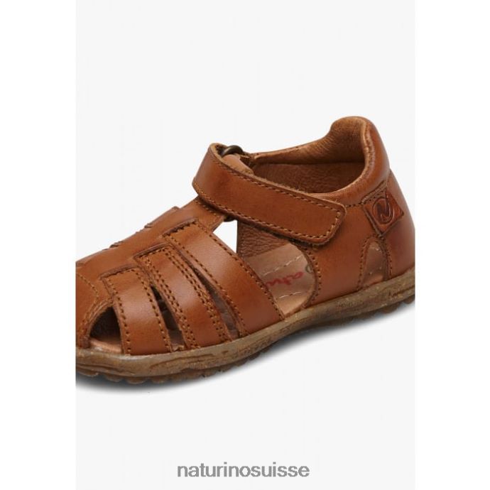 enfants voir T88FLL338 Naturino sandales semi-fermées en cuir Cognac