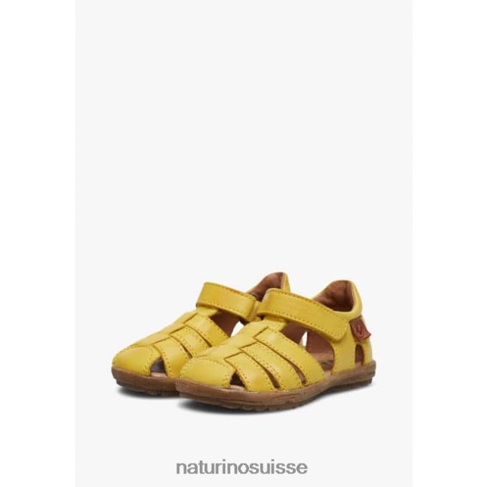 enfants voir T88FLL353 Naturino sandales semi-fermées en cuir jaune