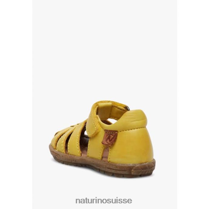 enfants voir T88FLL353 Naturino sandales semi-fermées en cuir jaune