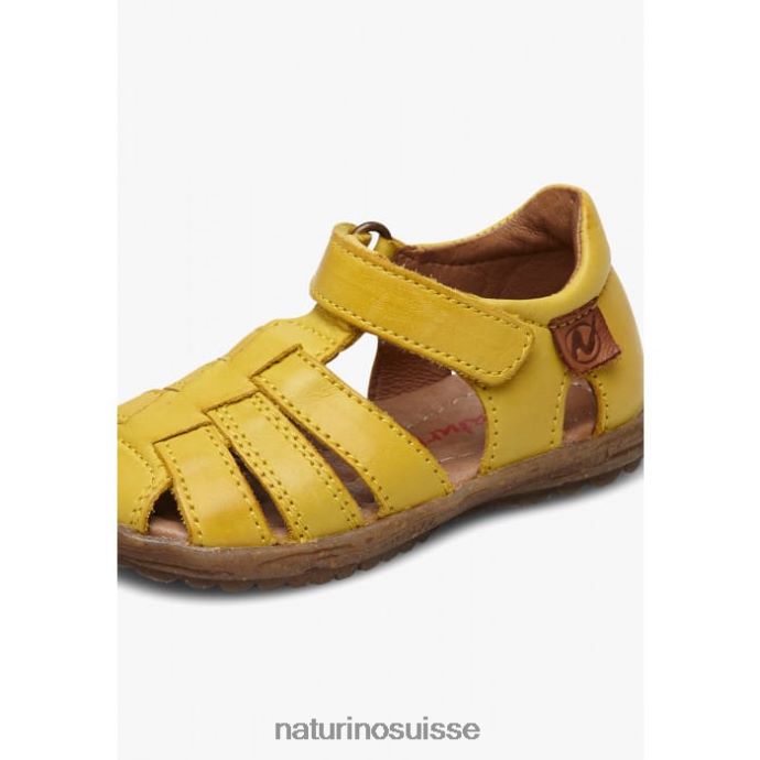 enfants voir T88FLL353 Naturino sandales semi-fermées en cuir jaune