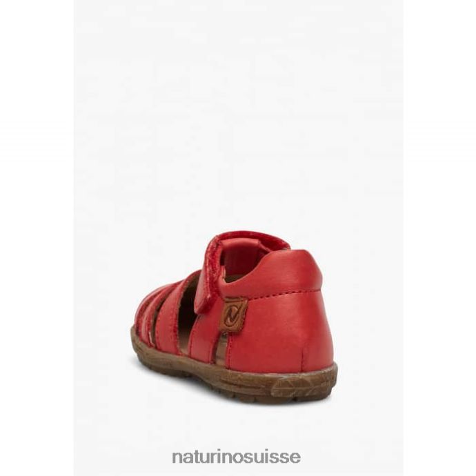 enfants voir T88FLL356 Naturino sandales semi-fermées en cuir rouge