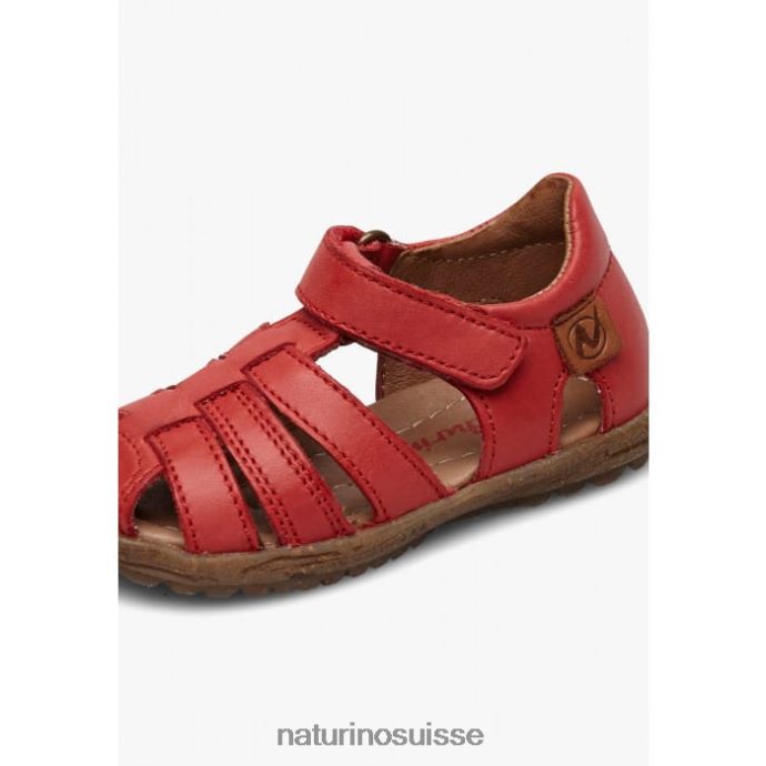 enfants voir T88FLL356 Naturino sandales semi-fermées en cuir rouge