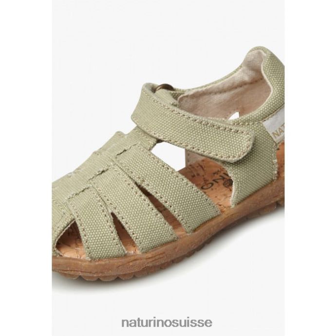 enfants voir bio T88FLL21 Naturino sandales semi-ouvertes en tissu bio vert