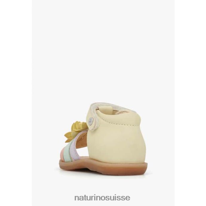enfants zoeyy T88FLL242 Naturino sandales en cuir avec fleurs appliquées jaune