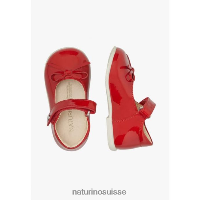 enfants ballet T88FLL299 Naturino ballerines à lanières en cuir verni rouge