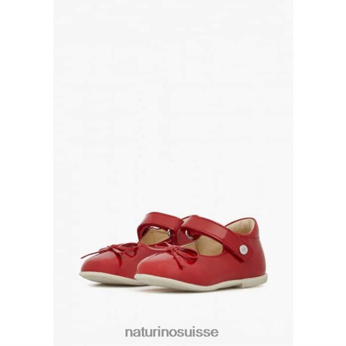 enfants ballet T88FLL299 Naturino ballerines à lanières en cuir verni rouge