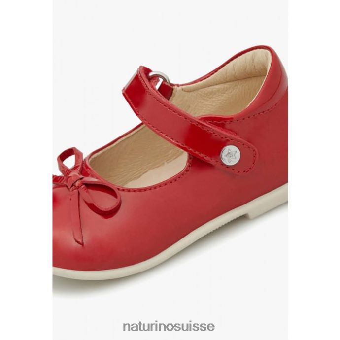 enfants ballet T88FLL299 Naturino ballerines à lanières en cuir verni rouge