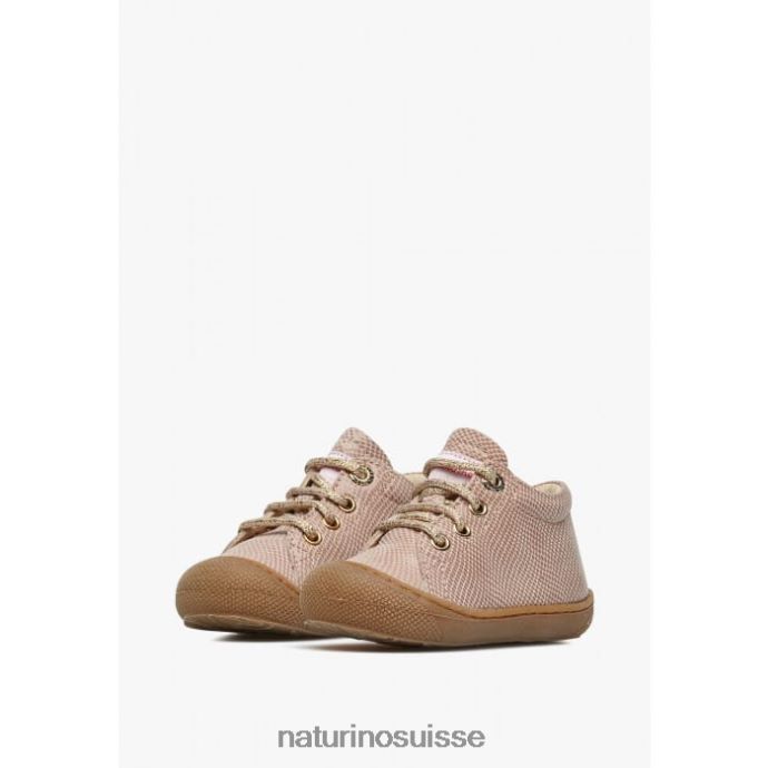 enfants cocon T88FLL256 Naturino chaussures premiers pas en cuir avec imprimé reptile rose poudré