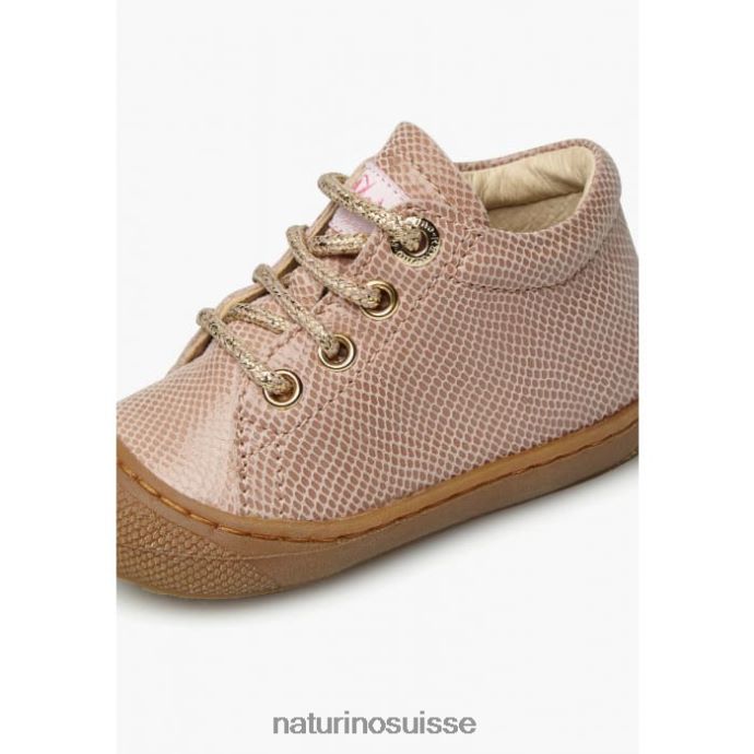 enfants cocon T88FLL256 Naturino chaussures premiers pas en cuir avec imprimé reptile rose poudré