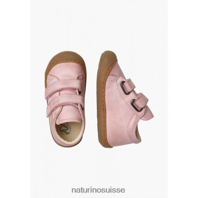 enfants cocon vl T88FLL269 Naturino chaussures premiers pas en cuir nappa rose bonbon